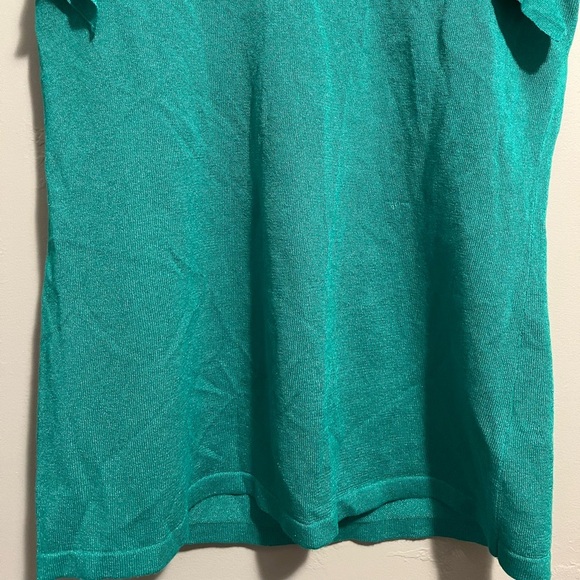 Banana Republic Sleeveless Ruffle Sweater Short Sleeve Green Top Medium Knit - Picture 5 of 14